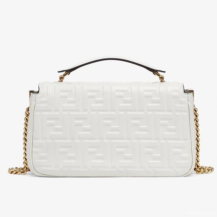 Cheap Midi Fendi Baguette In Chain Leather Nappa FF White Motif Bag 0810